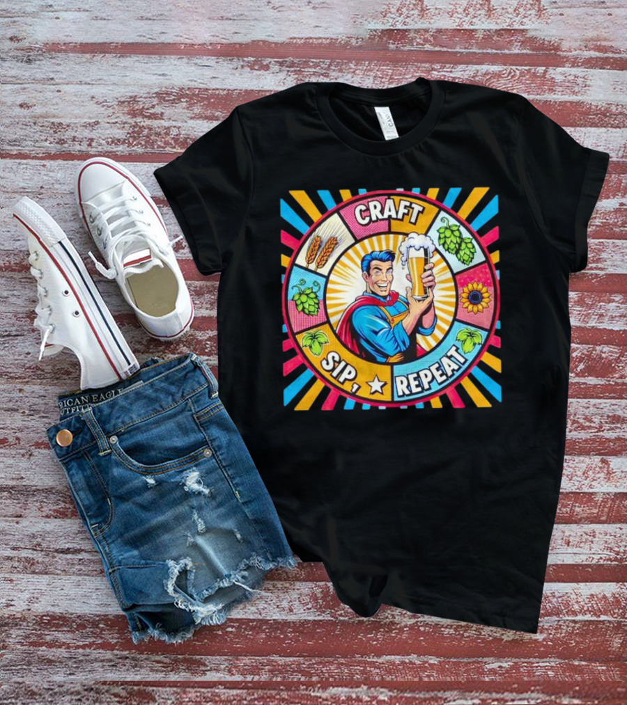 Craft Sip Repeat Milwaukee Brewers Superhero Beer Cheers T-Shirt