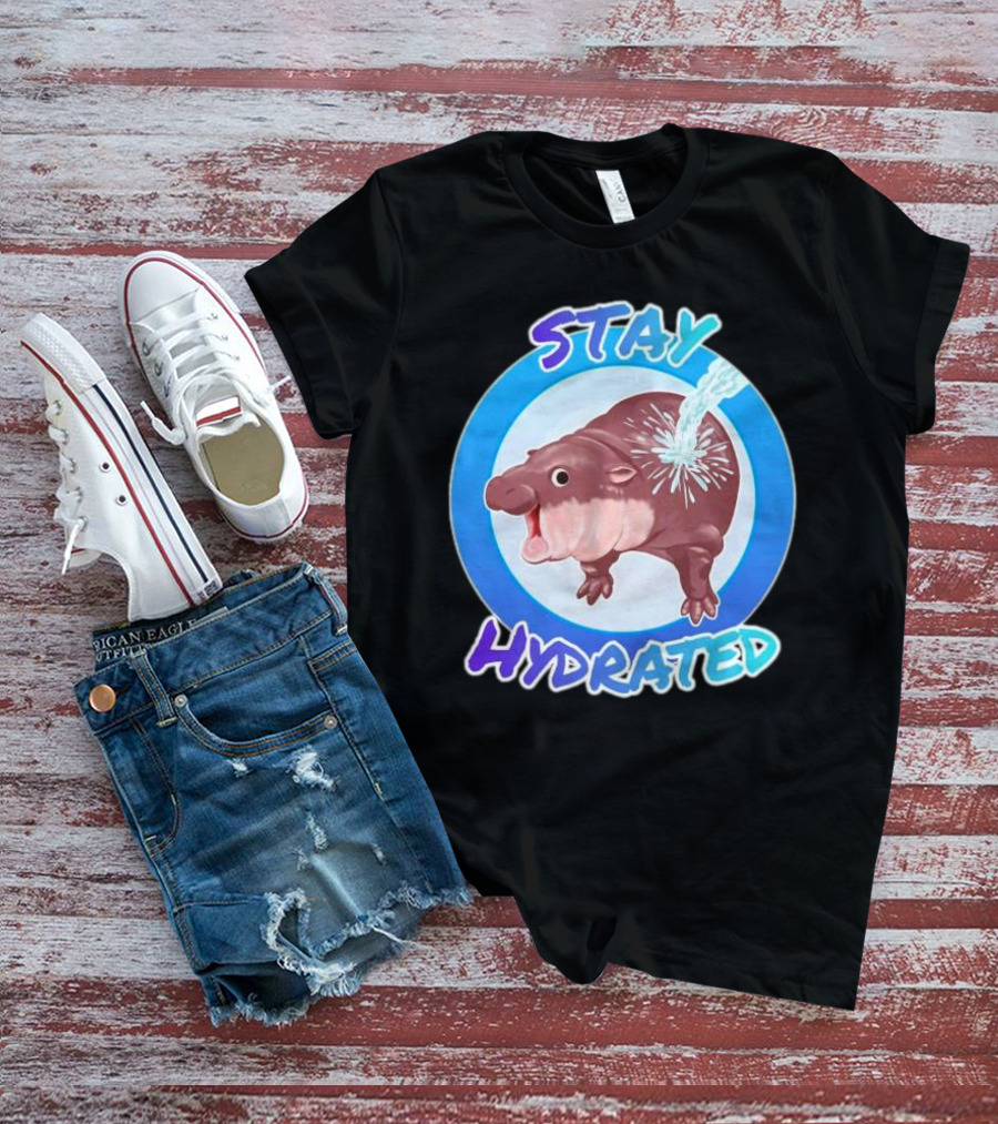 Stay Hydrated Baby Hippo Moo Deng T-Shirt