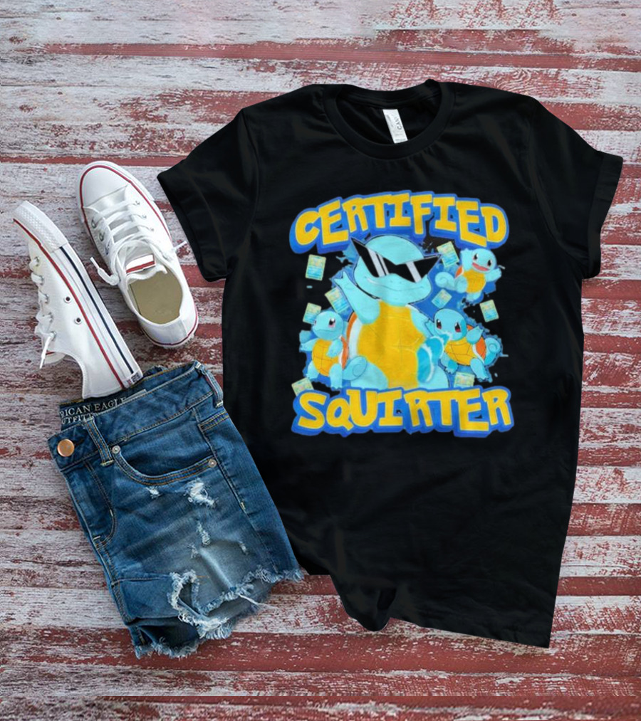 CERTIFIED SQUIRTER POKEMON SQUIRTLE PARTY WITH SUNGLASSES AND CARDS T-Shirt