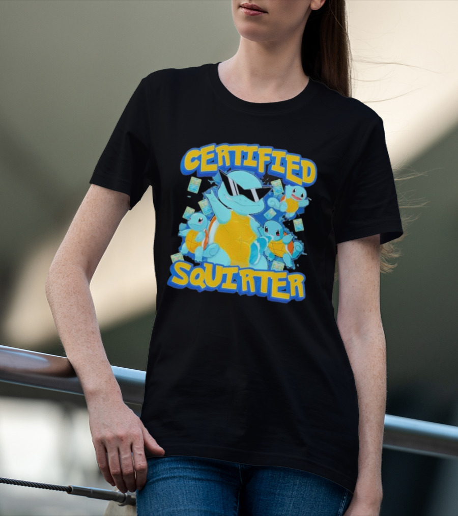 CERTIFIED SQUIRTER POKEMON SQUIRTLE PARTY WITH SUNGLASSES AND CARDS T-Shirt