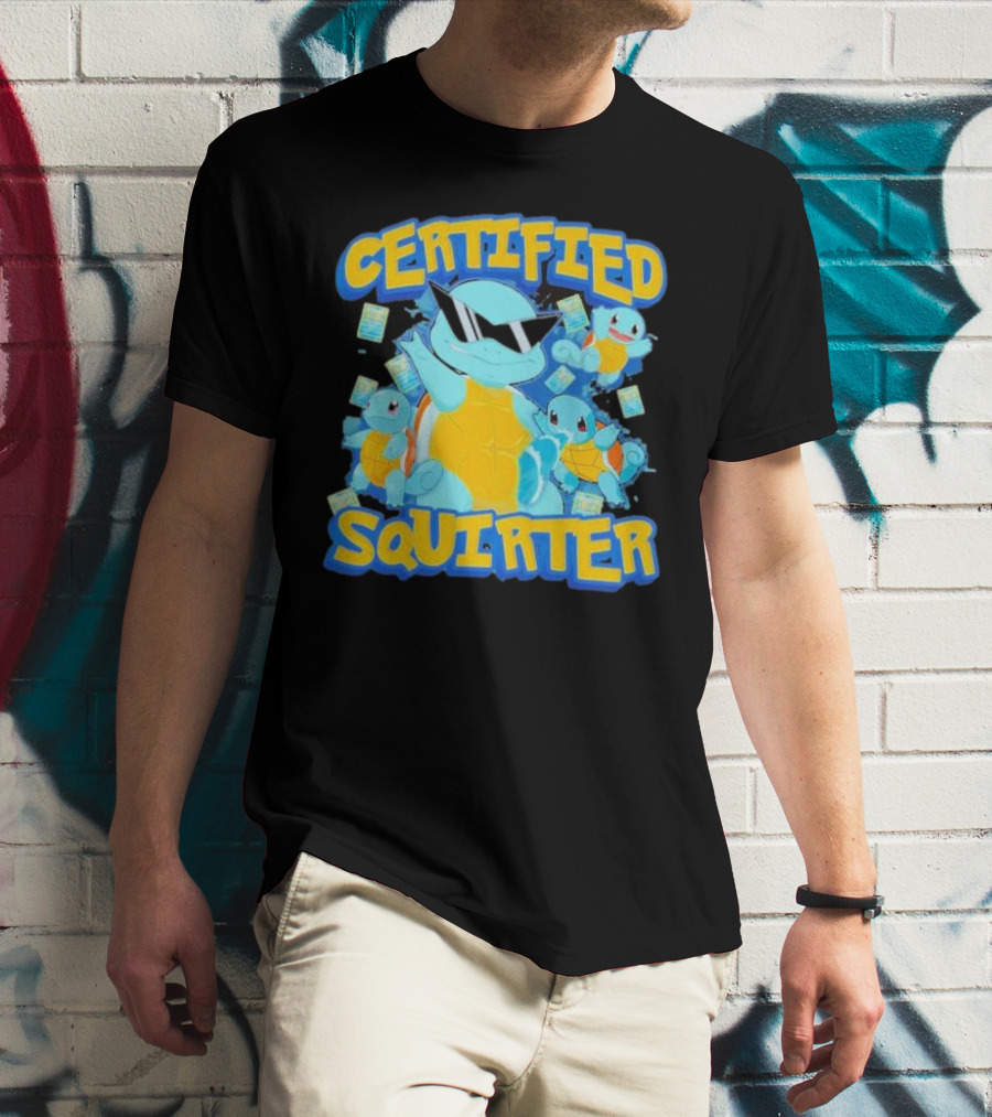 CERTIFIED SQUIRTER POKEMON SQUIRTLE PARTY WITH SUNGLASSES AND CARDS T-Shirt