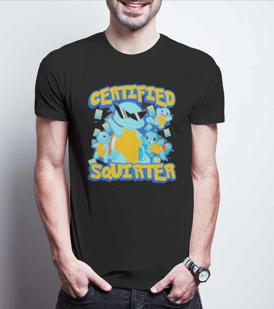 CERTIFIED SQUIRTER POKEMON SQUIRTLE PARTY WITH SUNGLASSES AND CARDS T-Shirt