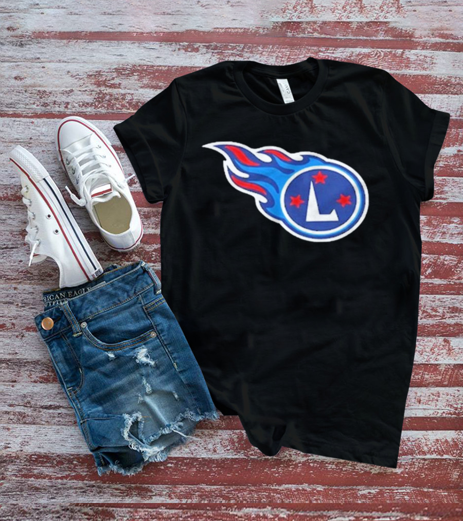 Funny Ahh Tees Tennessee Titans Fire L логотип T-Shirt