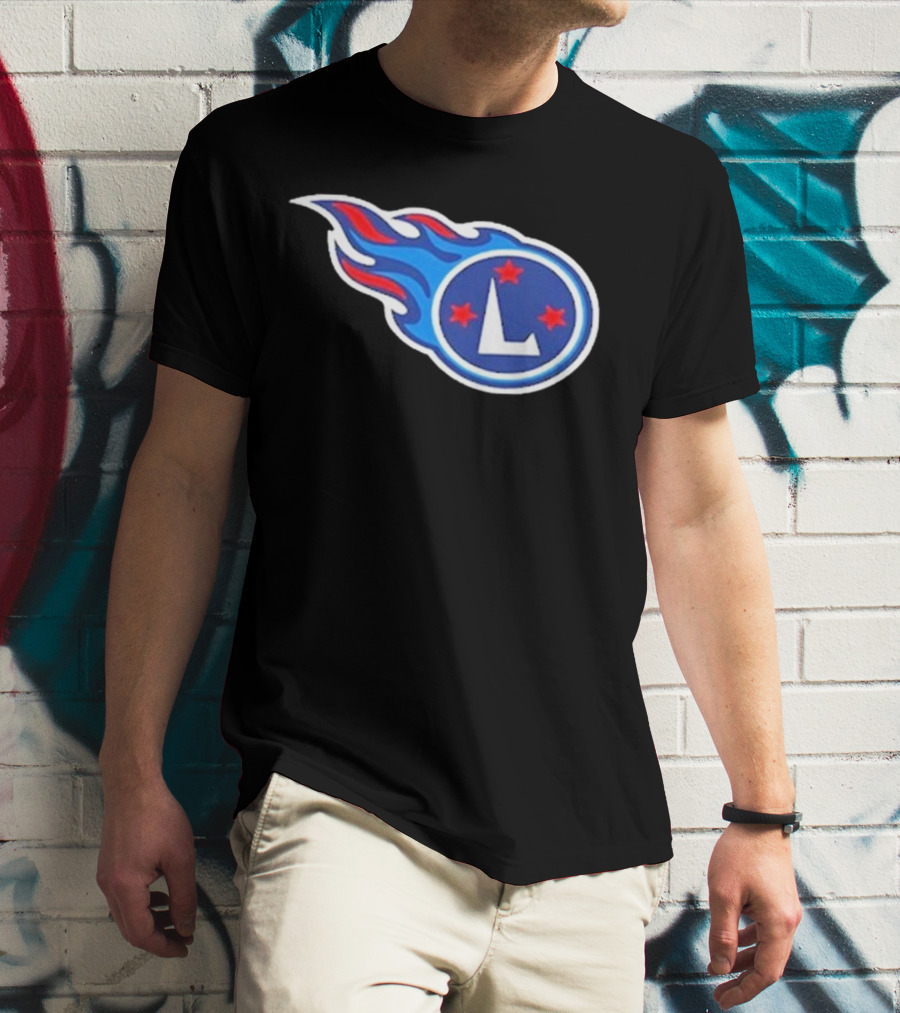 Funny Ahh Tees Tennessee Titans Fire L логотип T-Shirt