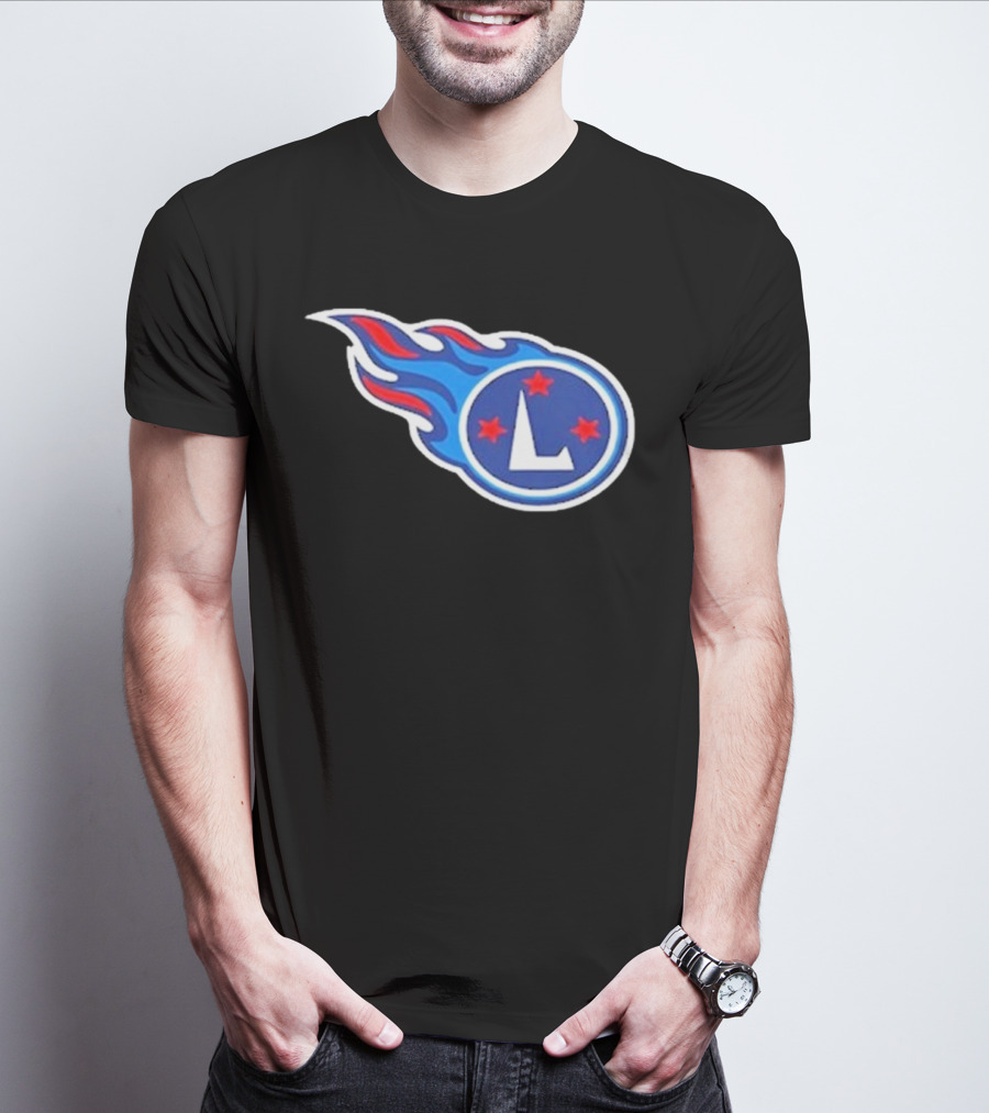 Funny Ahh Tees Tennessee Titans Fire L логотип T-Shirt