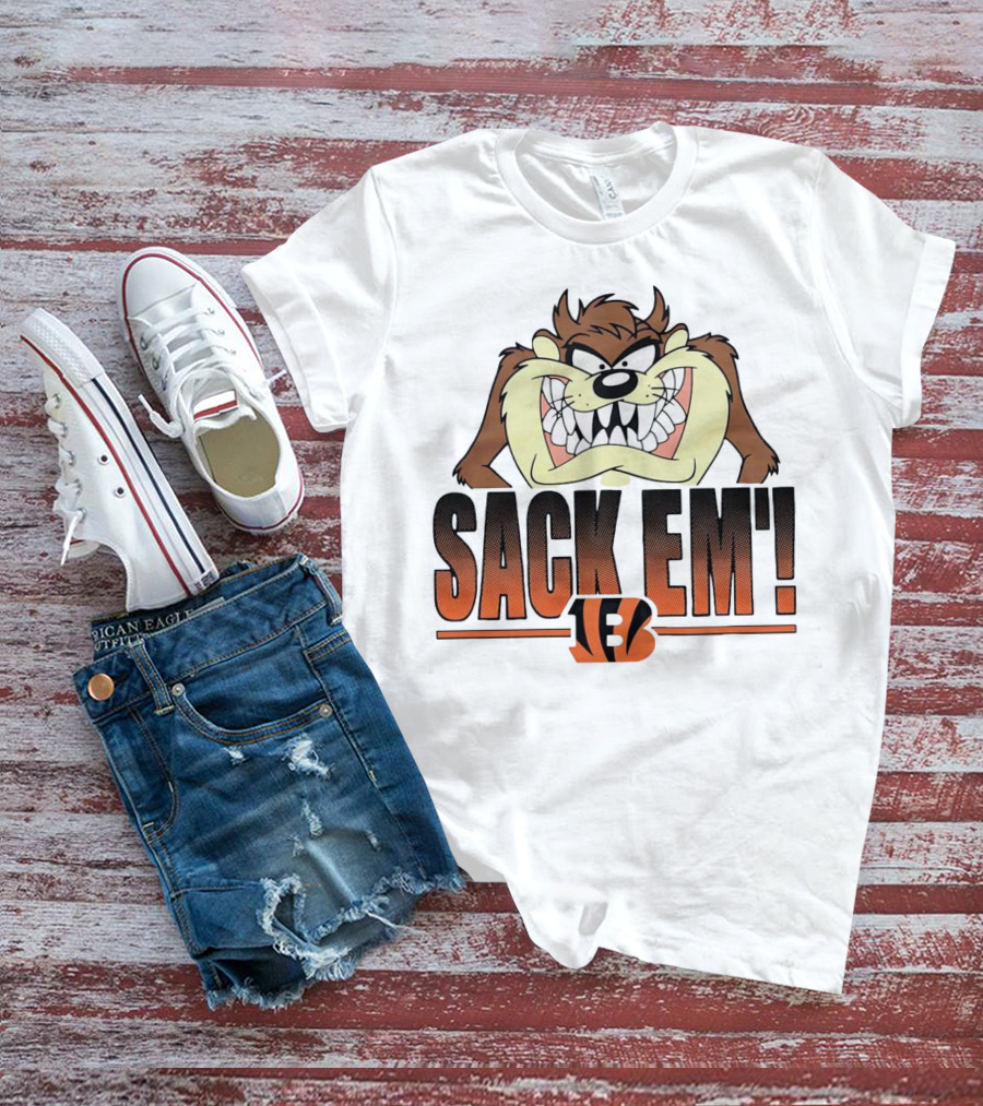 Looney Tunes Taz Sack Em Cincinnati Bengals NFL TFB T-Shirt