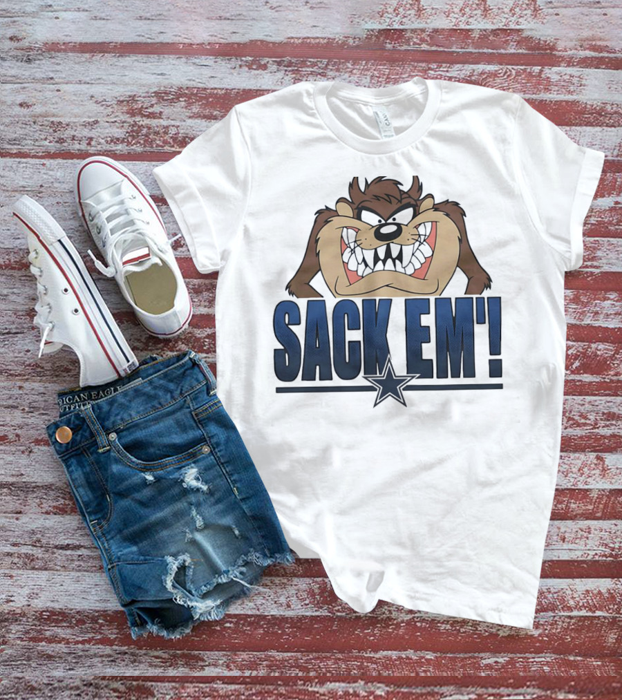 Looney Tunes Taz Sack 'Em Dallas Cowboys T-Shirt