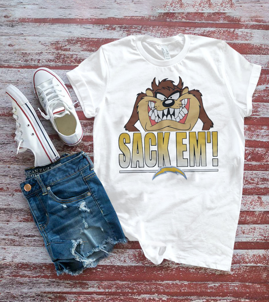 Looney Tunes Taz Sack 'Em Los Angeles Chargers T-Shirt