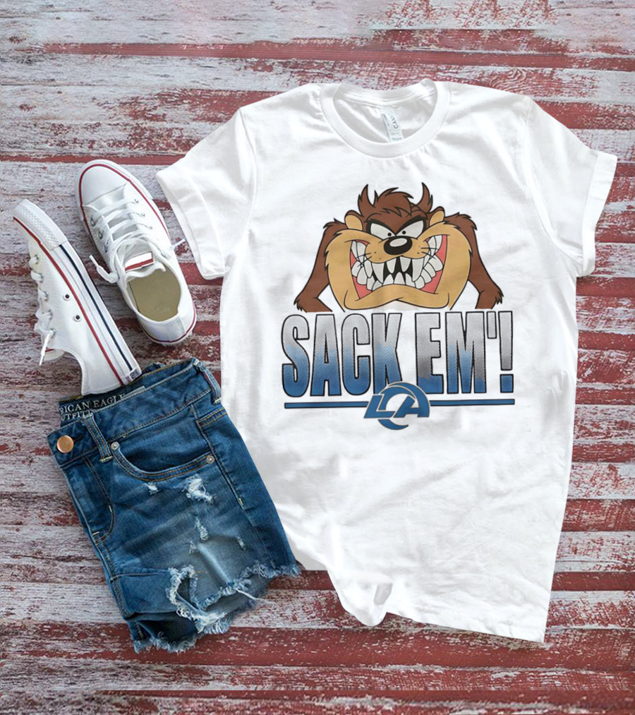 Looney Tunes Taz Sack Em LA Los Angeles Rams T-Shirt
