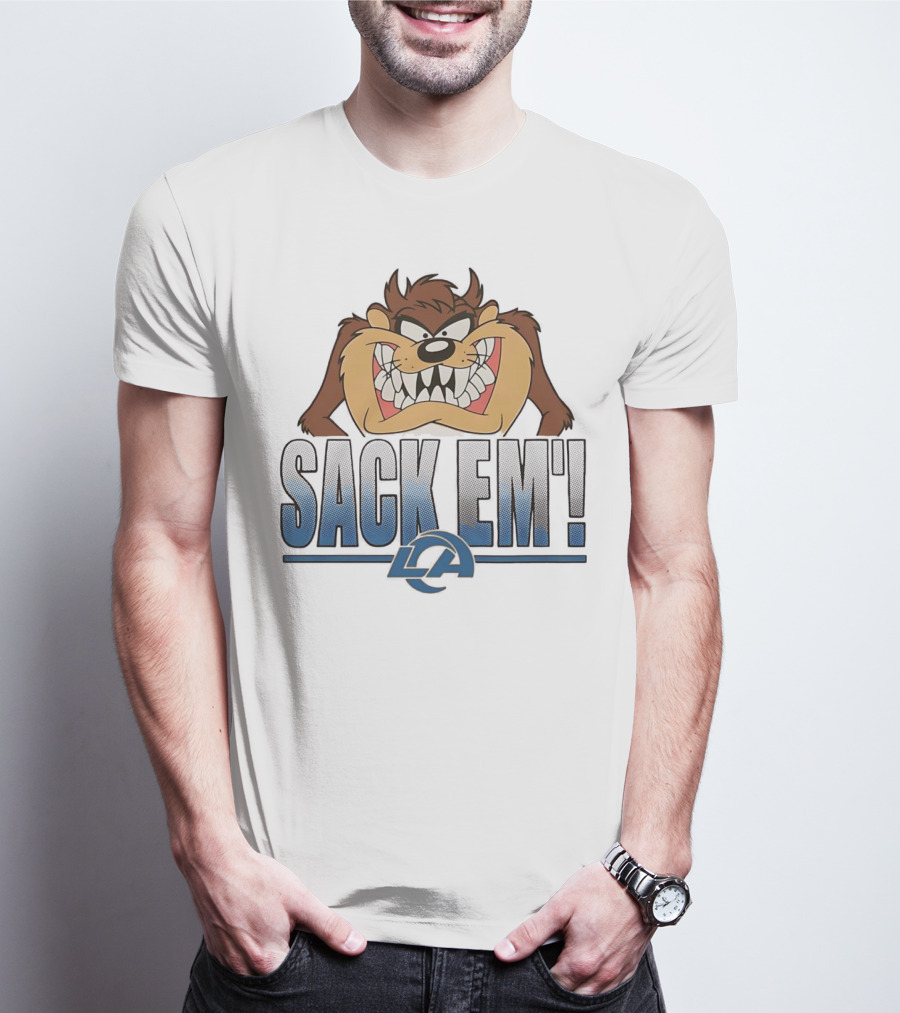 Looney Tunes Taz Sack Em LA Los Angeles Rams T-Shirt