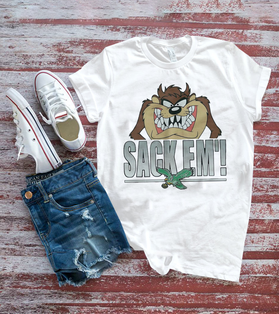 Looney Tunes Taz Sack Em Philadelphia Eagles T-Shirt
