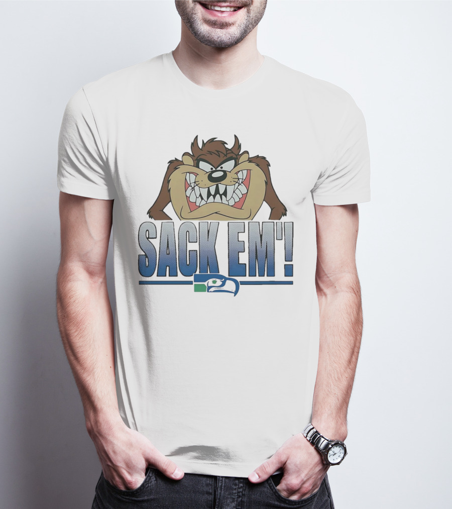 Looney Tunes Taz Sack Em Seattle Seahawks T-Shirt