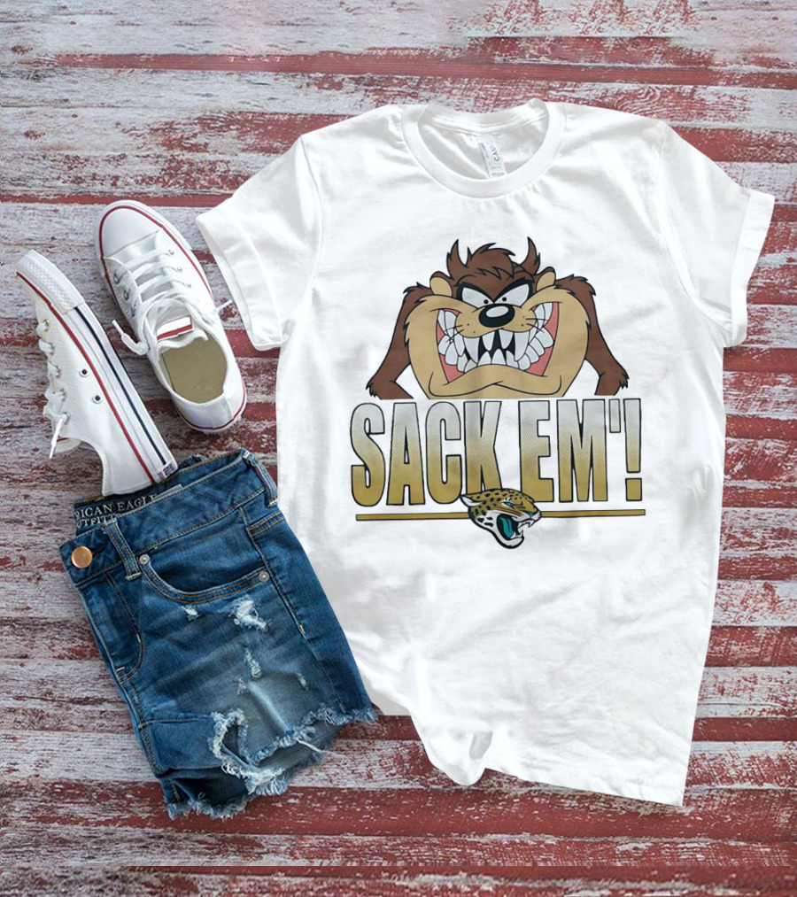 Looney Tunes Taz Sack Em Jacksonville Jaguars T-Shirt