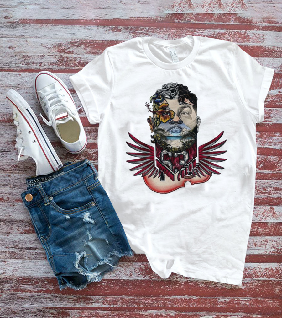 Trystan Colon Arizona Cardinals Herencia Latina Artful Portrait With Floral And Wing Elements T-Shirt