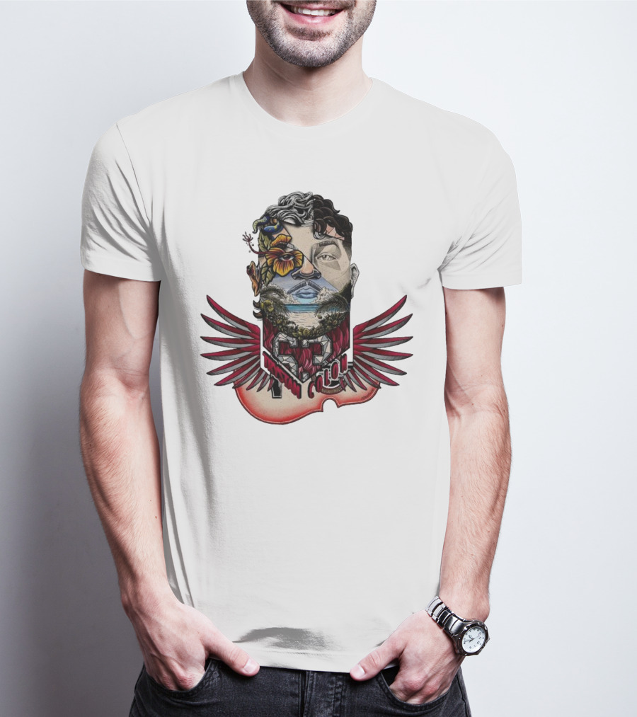 Trystan Colon Arizona Cardinals Herencia Latina Artful Portrait With Floral And Wing Elements T-Shirt