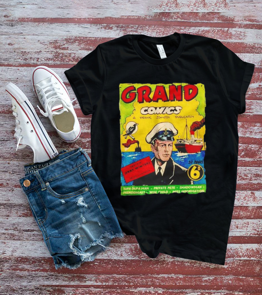 Grand Comics No 52 Captain Jerry Winters Bird Ship Supa Dupa Man Shadowman Prendergast Miss Information T-Shirt