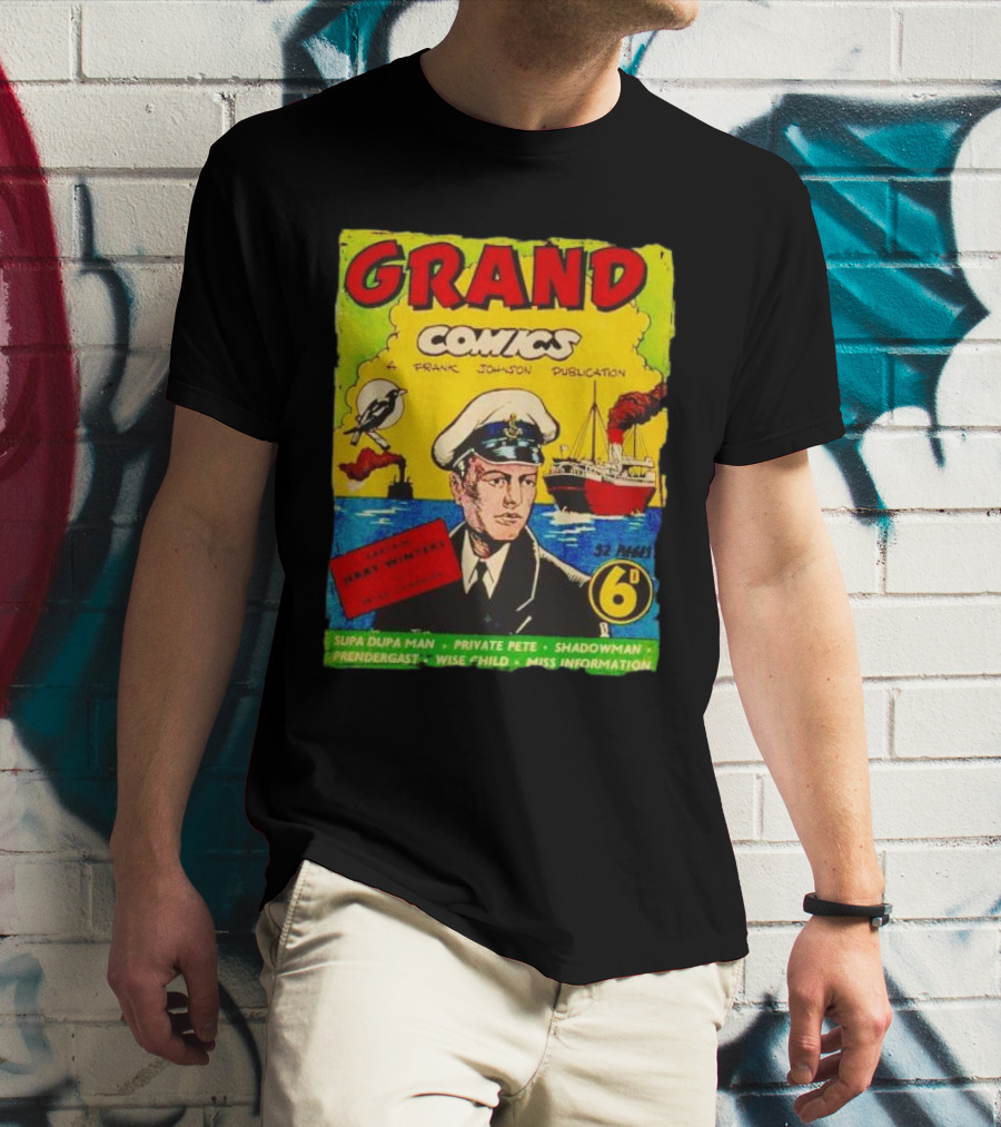 Grand Comics No 52 Captain Jerry Winters Bird Ship Supa Dupa Man Shadowman Prendergast Miss Information T-Shirt