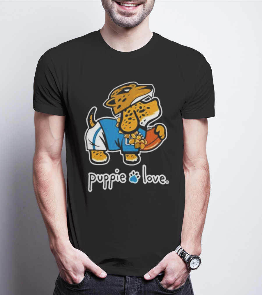 Jacksonville Jaguars Puppie Love Mascot Pup Football Fan T-Shirt