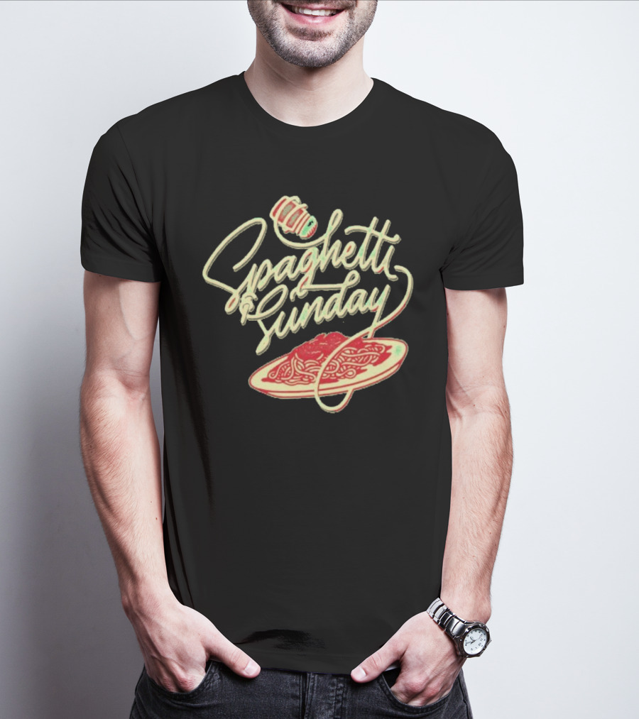 Spaghetti Sunday Pasta Dish With Fork And Plate T-Shirt
