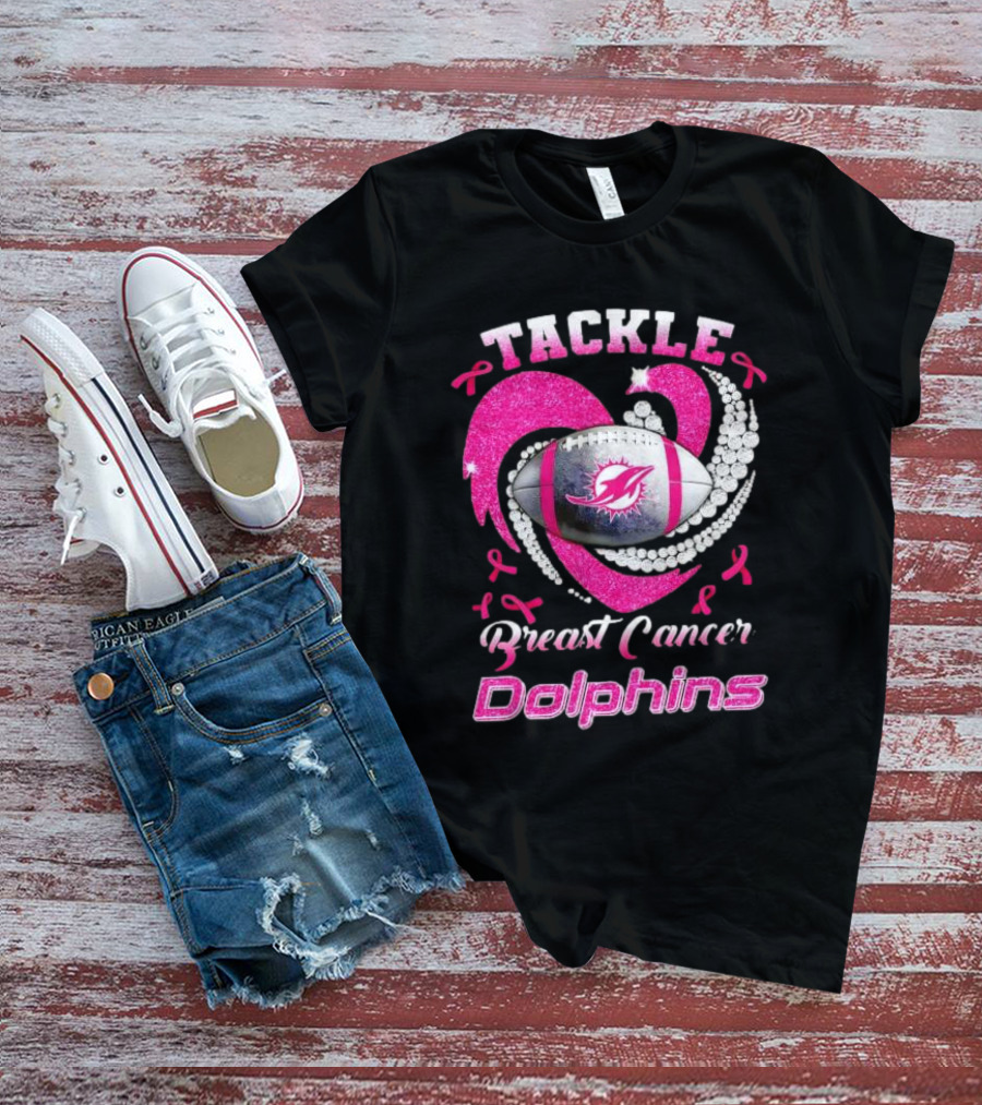 Tackle Breast Cancer Dolphins Football Awareness T-Shirt