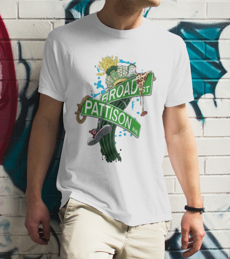 Broad And Pattison Ave Philly Sports With Icons Of Philadelphia Sports And Culture T-Shirt