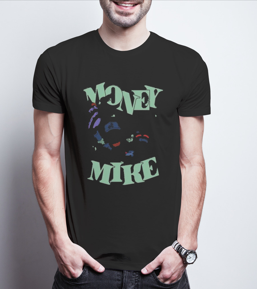 Money Mike Atlanta Braves Caricature Baseball Player With Dollars T-Shirt