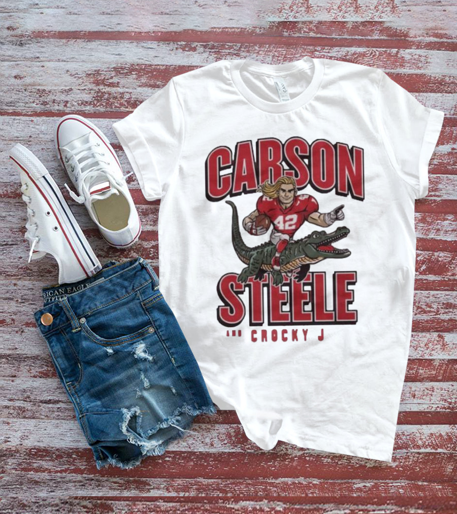 Carson Steele Riding Crocky J Football Kansas City Chiefs T-Shirt