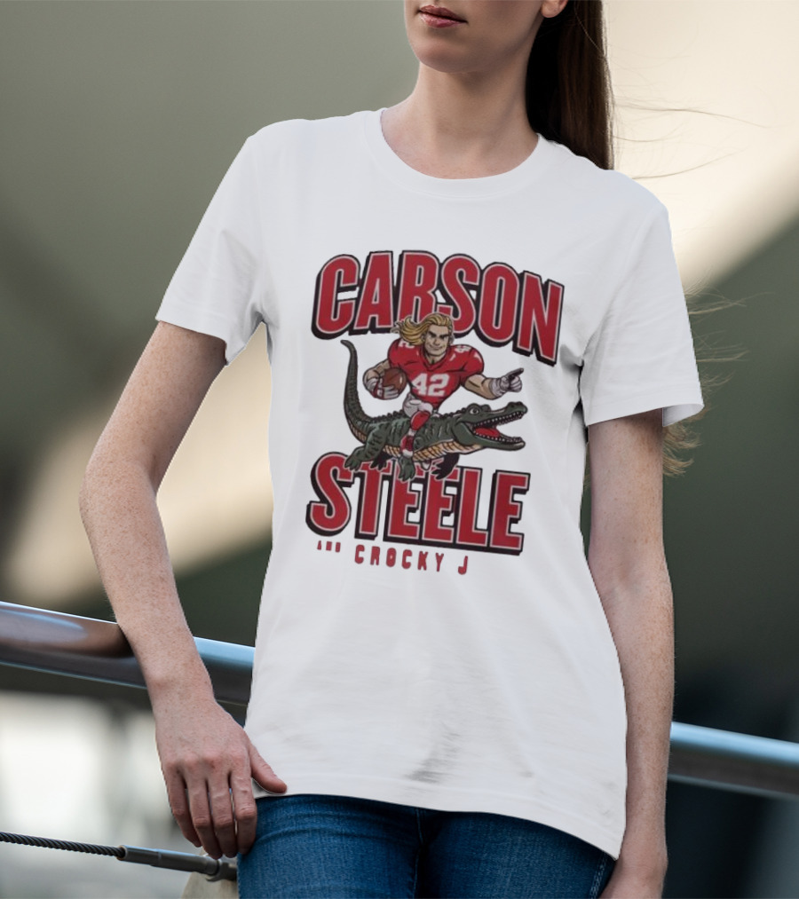 Carson Steele Riding Crocky J Football Kansas City Chiefs T-Shirt