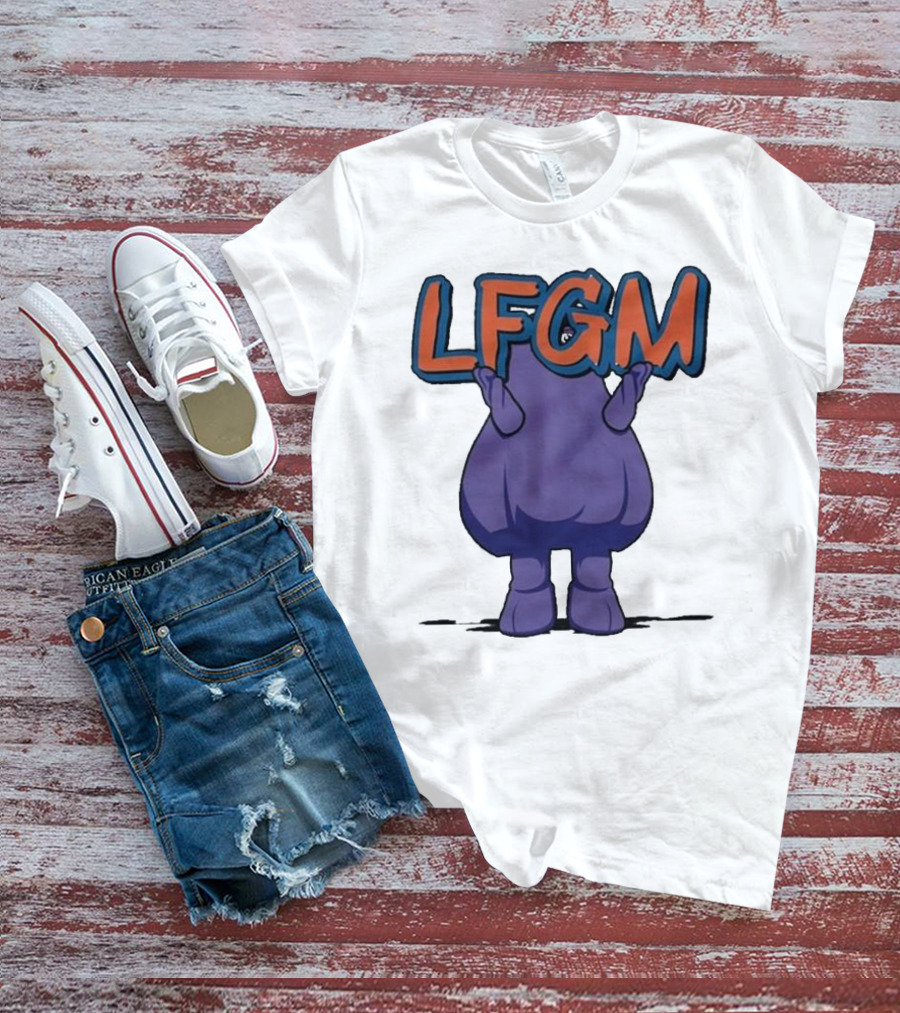 Grimace LFGM New York Mets Character Holding Letters T-Shirt