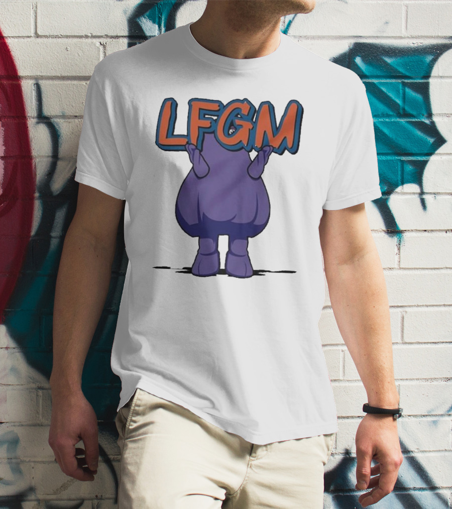 Grimace LFGM New York Mets Character Holding Letters T-Shirt