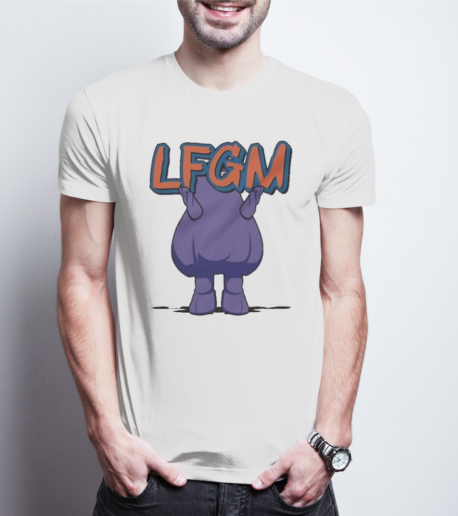 Grimace LFGM New York Mets Character Holding Letters T-Shirt