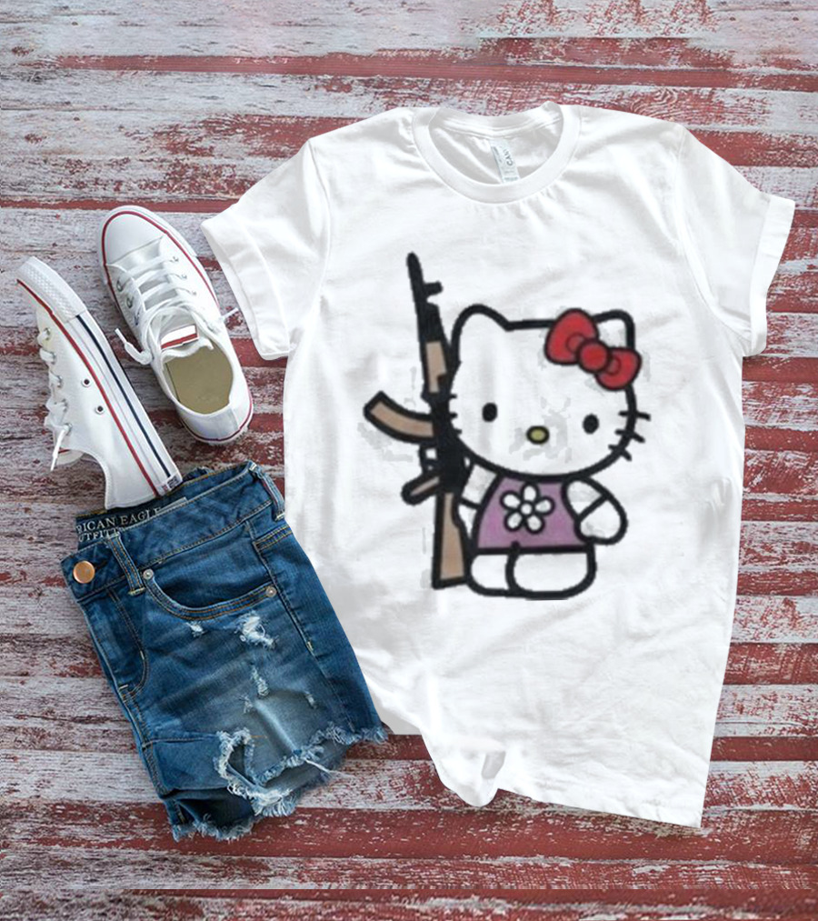 Hello Kitty Holding AK-47 Rifle T-Shirt