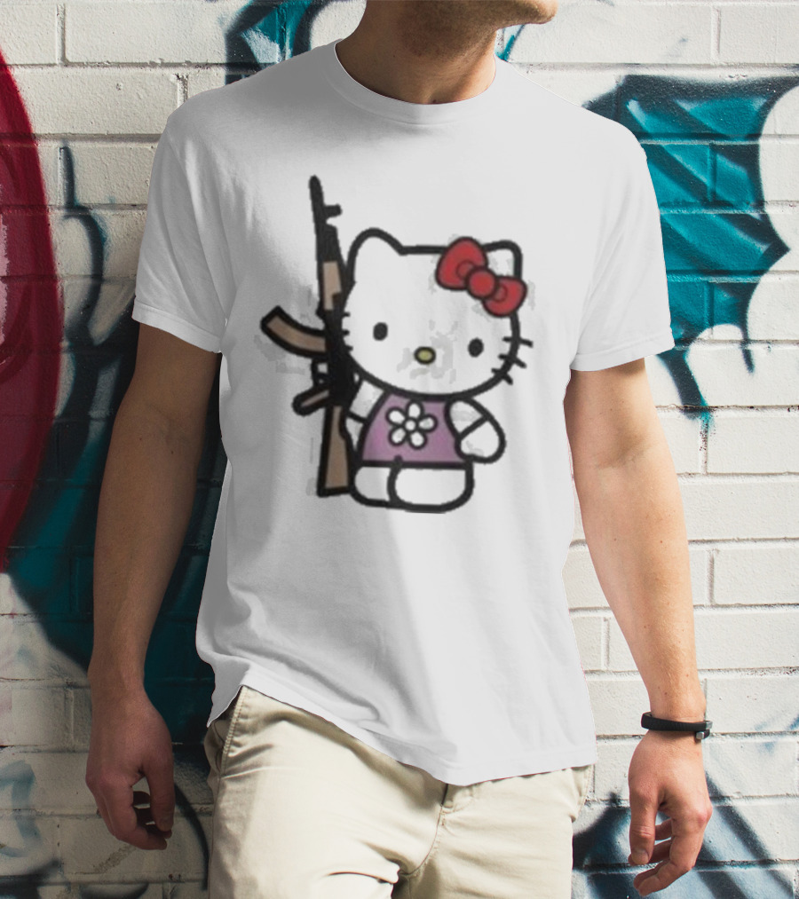 Hello Kitty Holding AK-47 Rifle T-Shirt