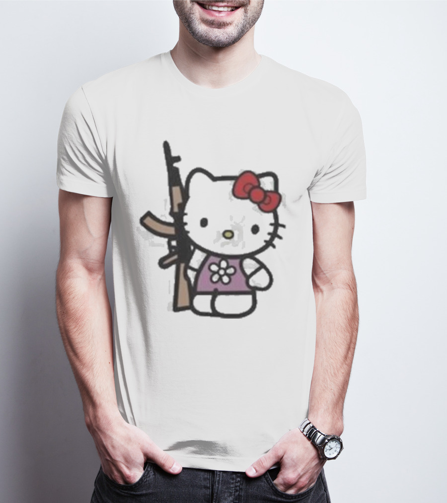 Hello Kitty Holding AK-47 Rifle T-Shirt