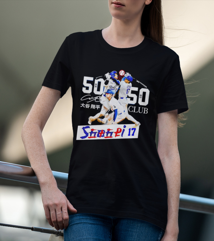 Shohei Ohtani 50 HR 50 SB Club Signature Dodgers 17 T-Shirt