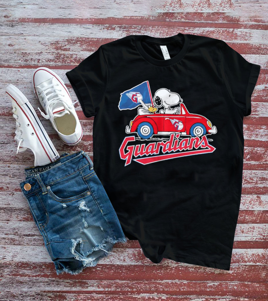 Snoopy And Woodstock Driving Guardians Car Cleveland Guardians T-Shirt