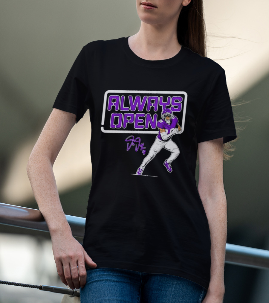 Always Open Justin Jefferson Minnesota Vikings 18 Signature T-Shirt