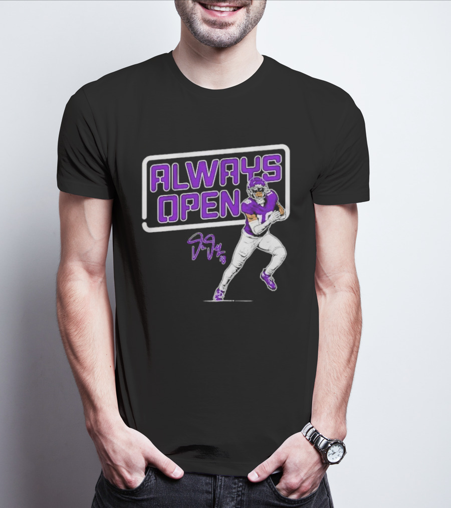 Always Open Justin Jefferson Minnesota Vikings 18 Signature T-Shirt