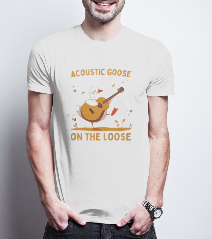 Acoustic Goose On The Loose Silly Meme Goose Playing Guitar T-Shirt