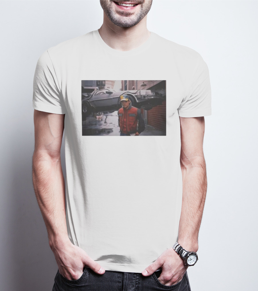 Back To The Future Marty McFly Michael J. Fox DeLorean Iconic Scene T-Shirt