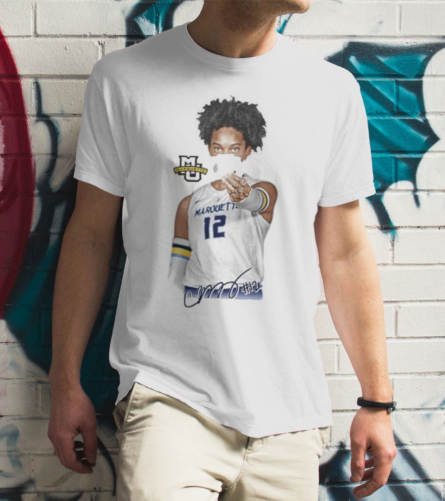 Carsen Murray Marquette Golden Eagles #12 Signature Cartoon MU T-Shirt