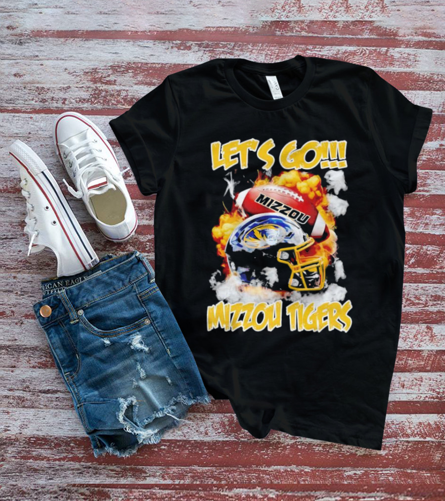 LET'S GO MIZZOU TIGERS FOOTBALL HELMET FIREBALL T-Shirt