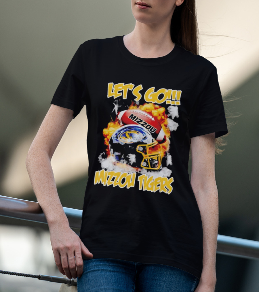 LET'S GO MIZZOU TIGERS FOOTBALL HELMET FIREBALL T-Shirt