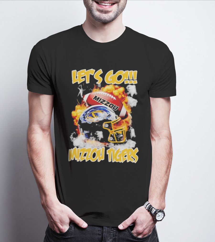 LET'S GO MIZZOU TIGERS FOOTBALL HELMET FIREBALL T-Shirt