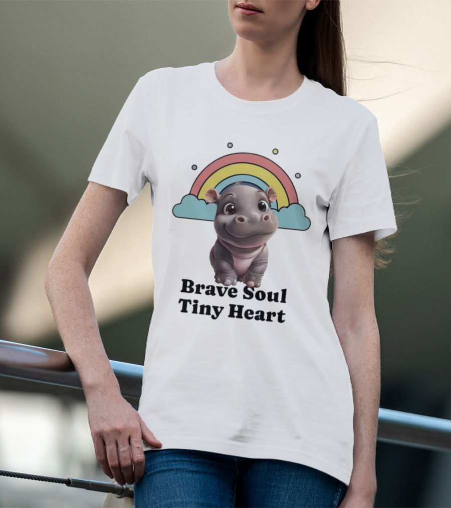 Brave Soul Tiny Heart Hippo With Rainbow T-Shirt