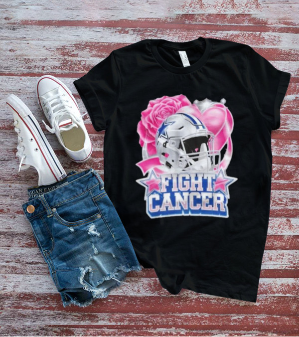 Dallas Cowboys Fight Breast Cancer Awareness Rose Pink Heart Helmet T-Shirt