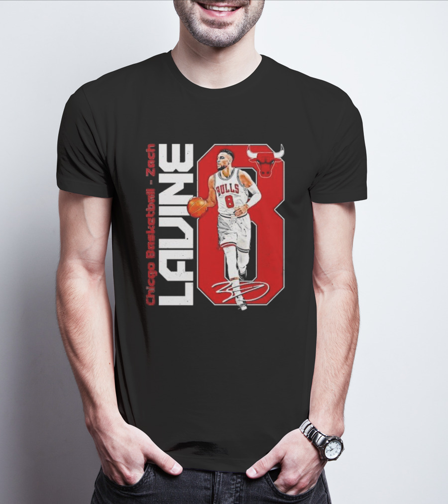 Zach Lavine Chicago Basketball Bulls Number 8 Signature T-Shirt