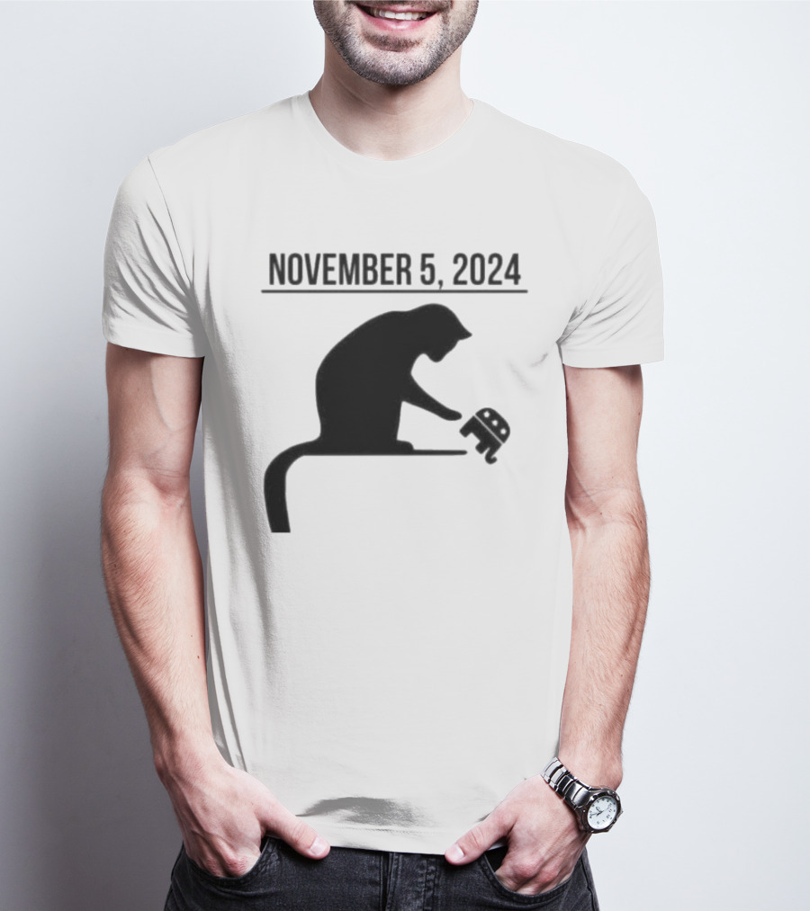 Cat Lady Knocking Republican Elephant November 5 T-Shirt