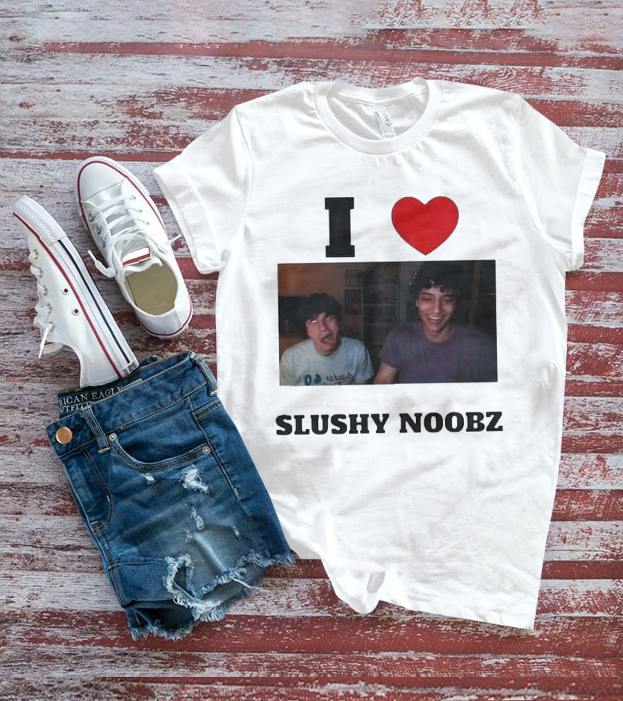 I Love Slushy Noobz Funny Duo Smiling Photo T-Shirt