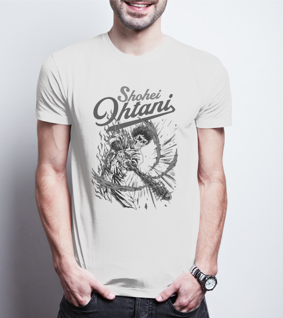 Shohei Ohtani Skeleton Manga Black And White Dynamic Action T-Shirt